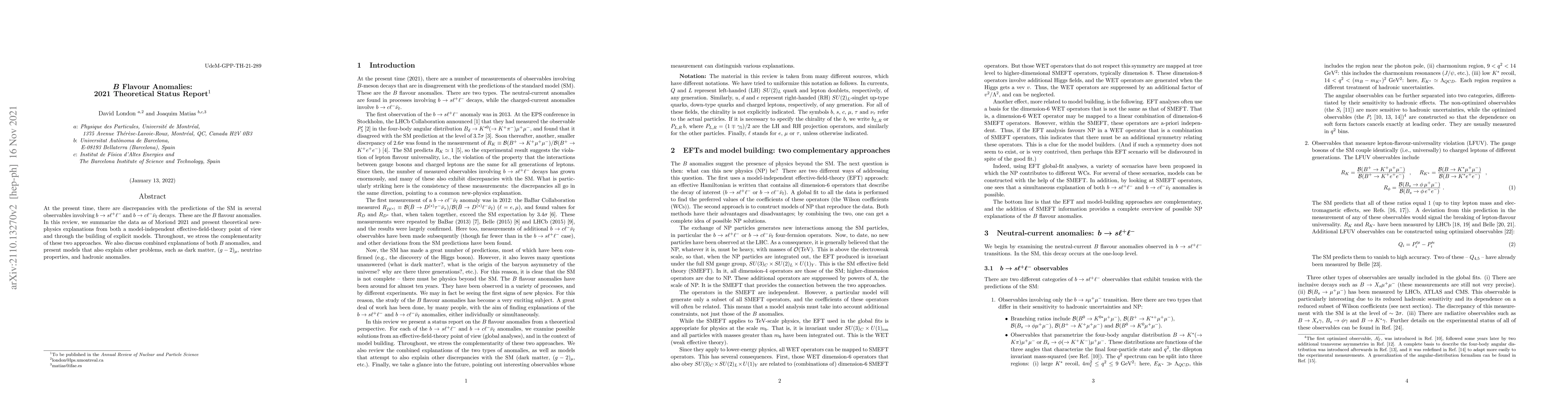 Thumbnail for $B$ Flavour Anomalies: 2021 Theoretical Status Report