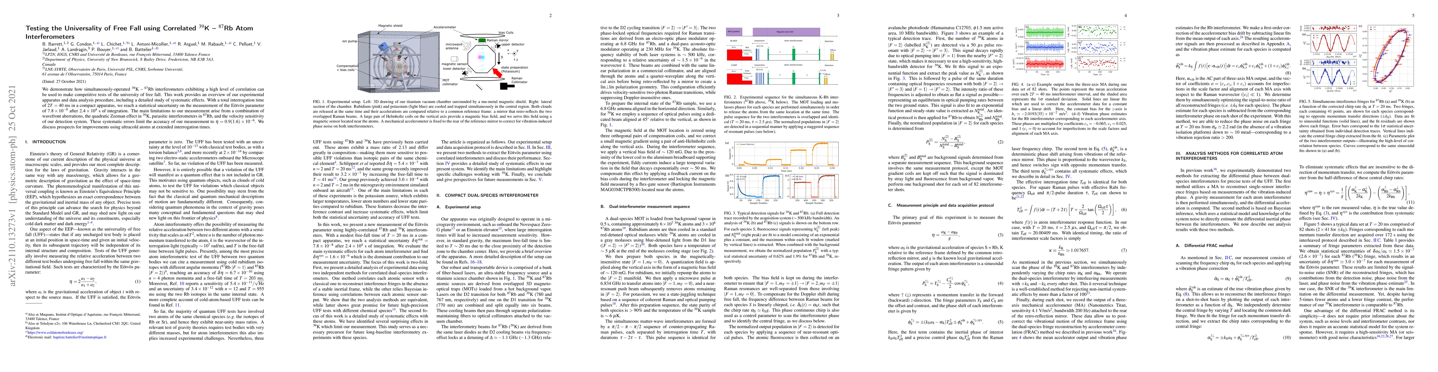 Thumbnail for Testing the Universality of Free Fall using correlated $^{39}$K --
  $^{87}$Rb interferometers