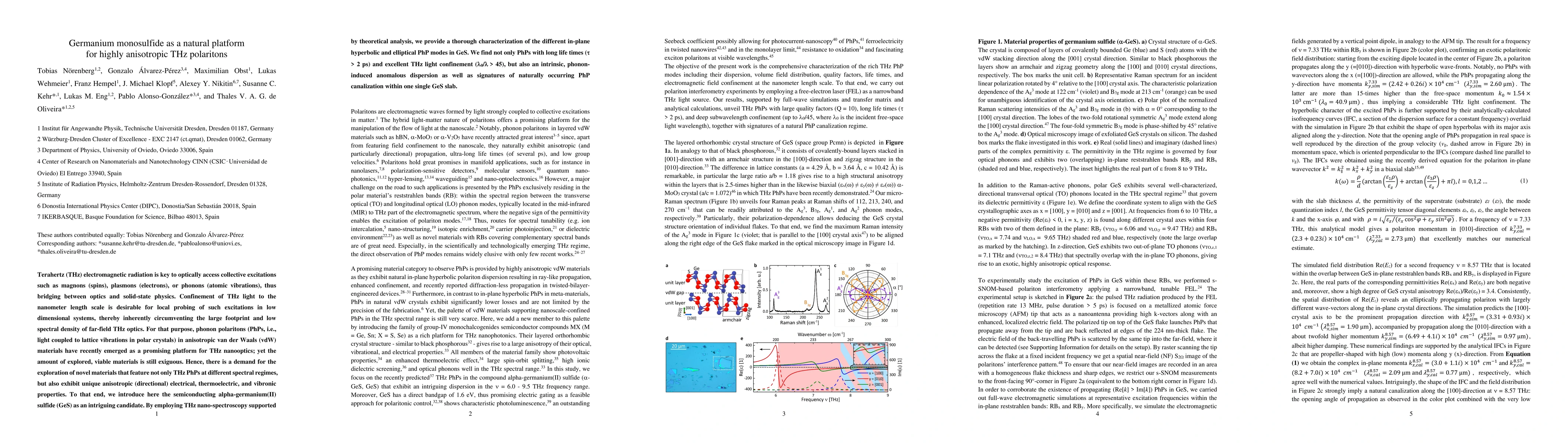 Thumbnail for Germanium monosulfide as a natural platform for highly anisotropic THz
  polaritons