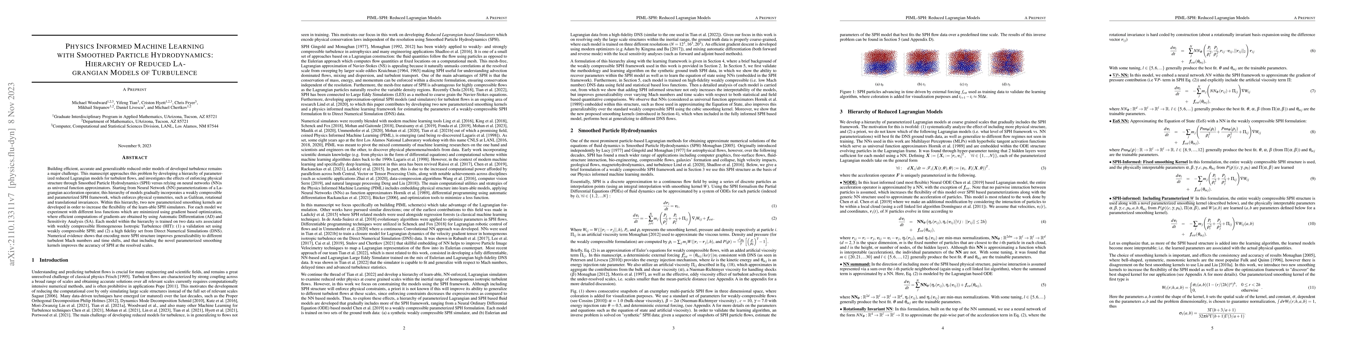 Thumbnail for Physics informed machine learning with Smoothed Particle Hydrodynamics:
  Hierarchy of reduced Lagrangian models of turbulence