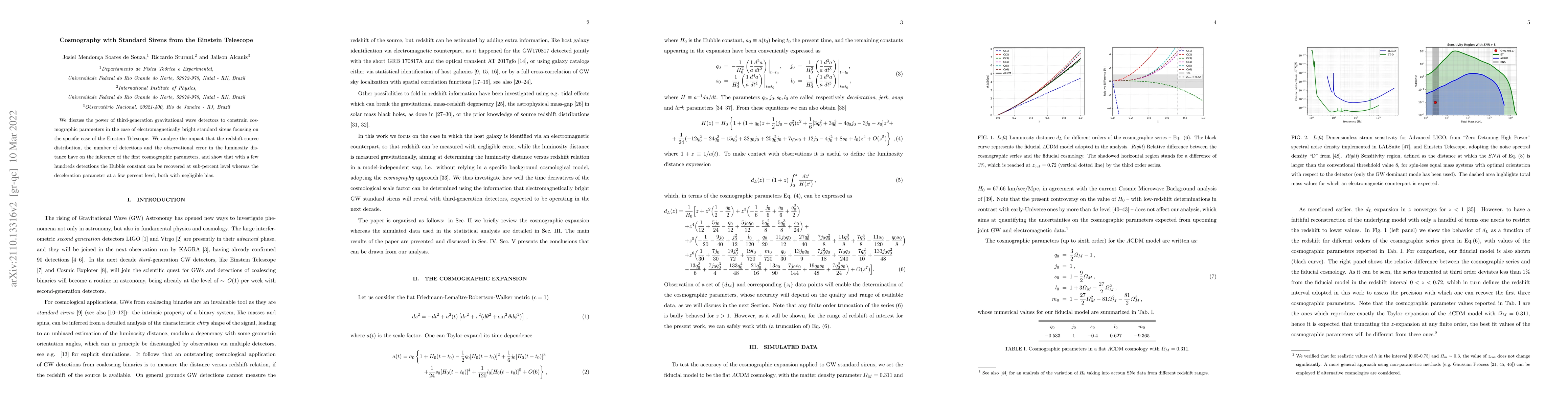 Thumbnail for Cosmography with Standard Sirens from the Einstein Telescope