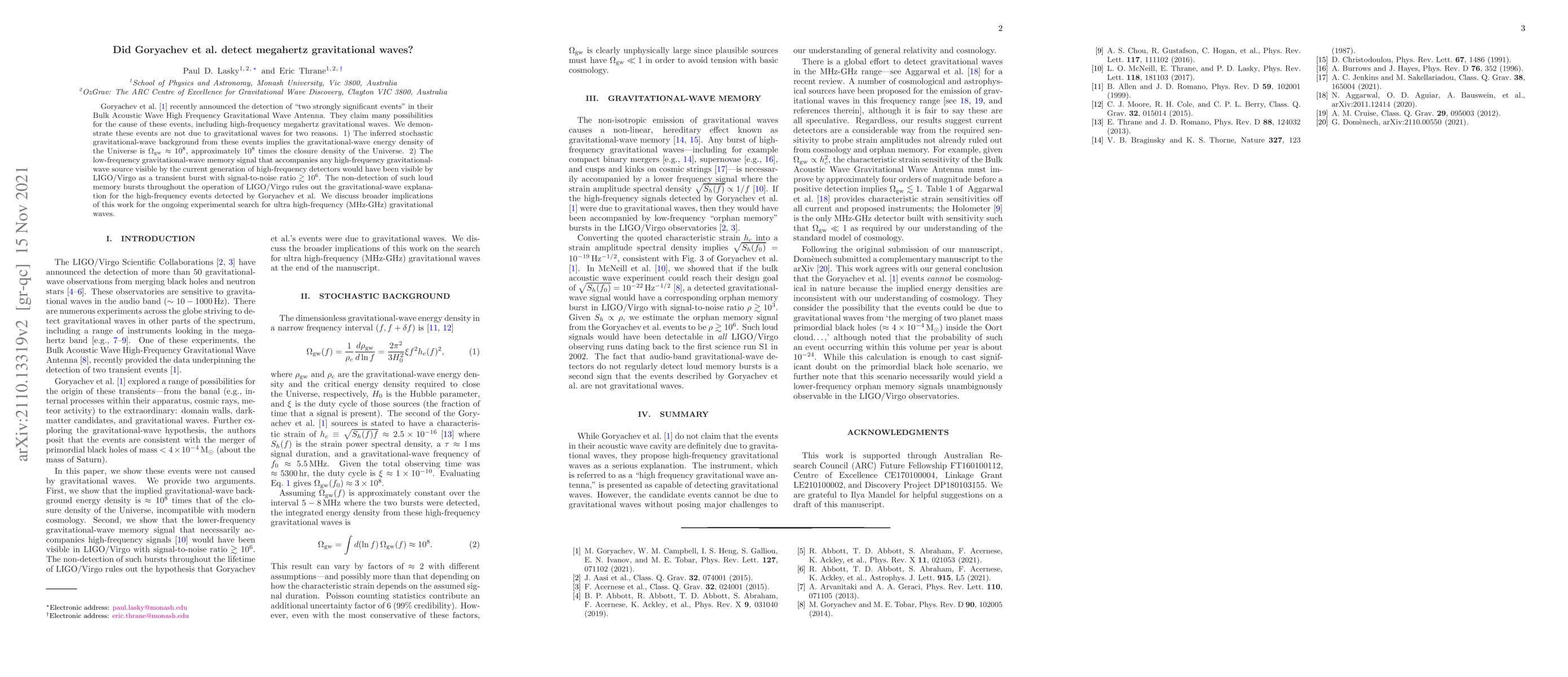 Thumbnail for Did Goryachev et al. detect megahertz gravitational waves?