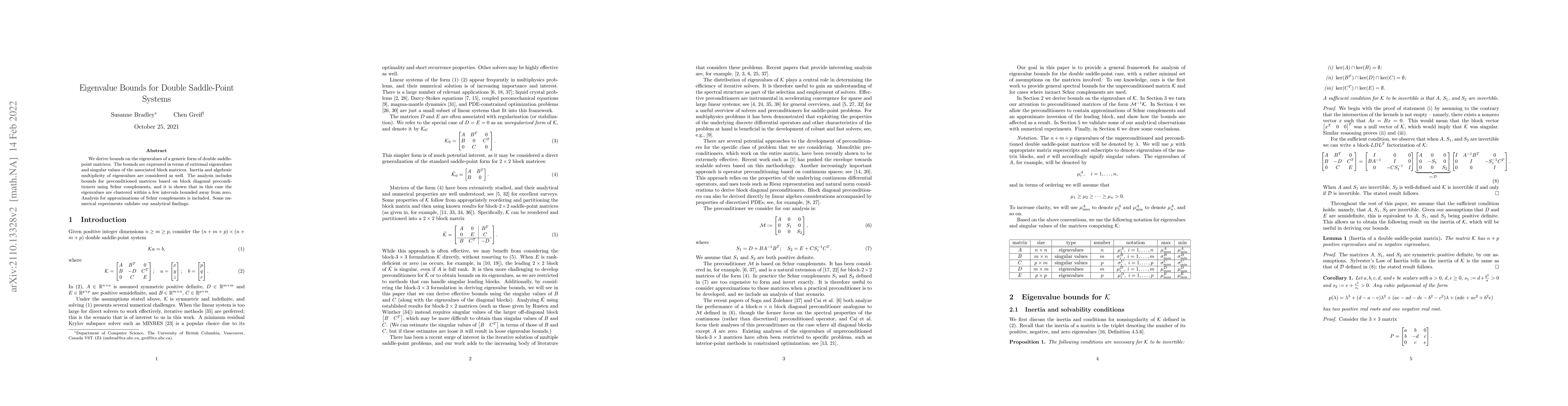 Thumbnail for Eigenvalue Bounds for Double Saddle-Point Systems