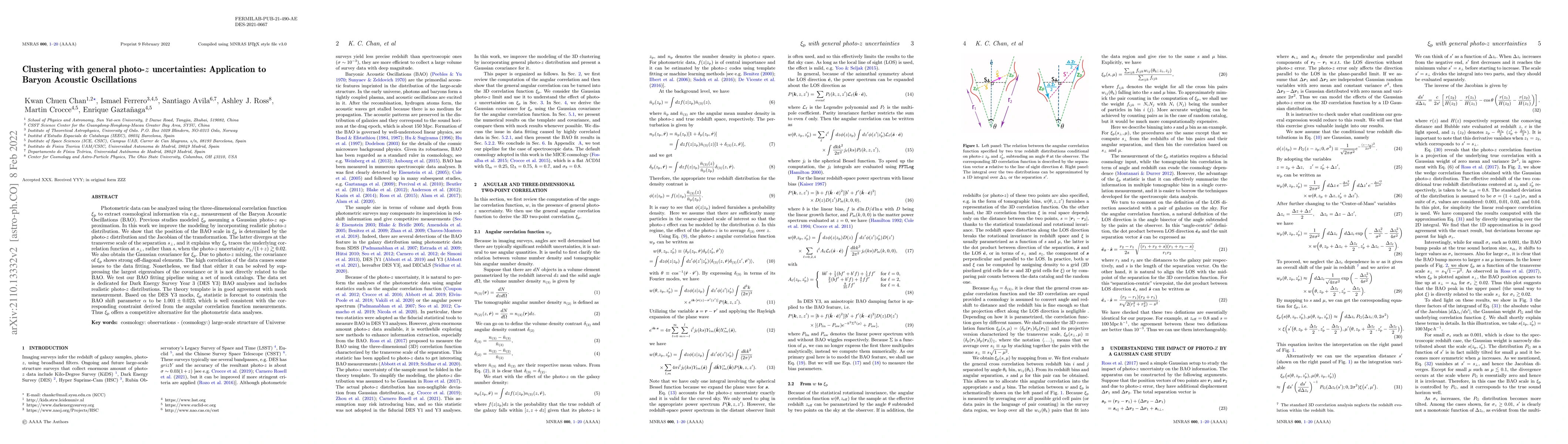 Thumbnail for Clustering with general photo-$z$ uncertainties: Application to Baryon
  Acoustic Oscillations