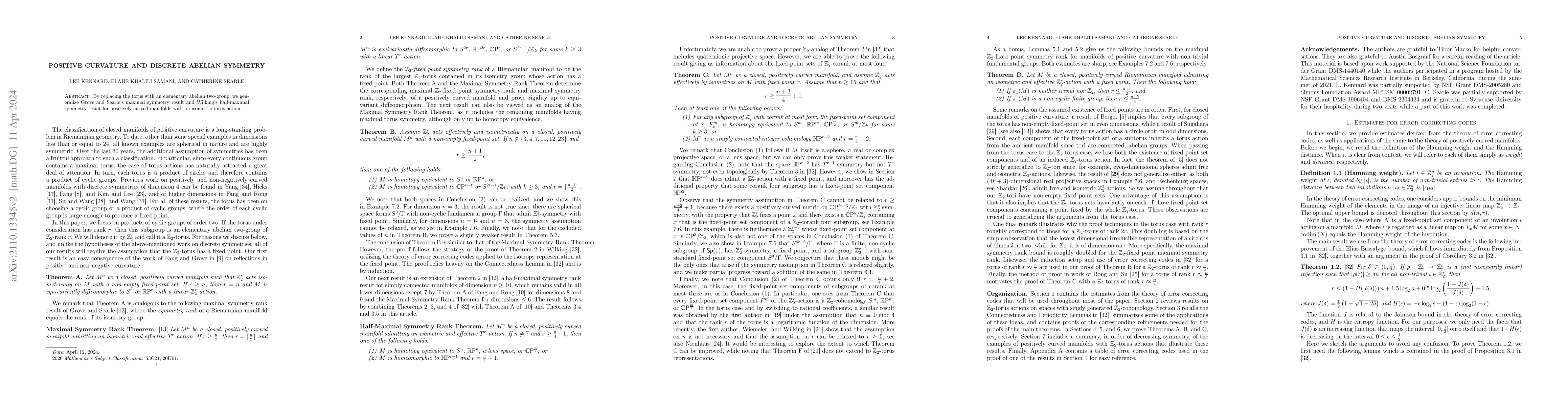 Thumbnail for Positive curvature and discrete abelian symmetry
