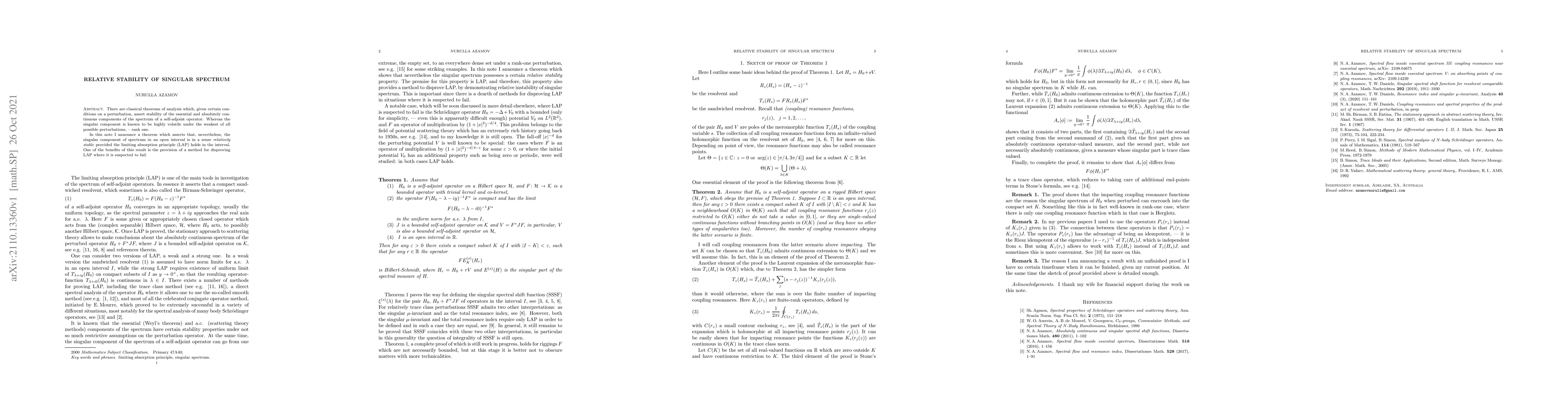 Thumbnail for Relative stability of singular spectrum