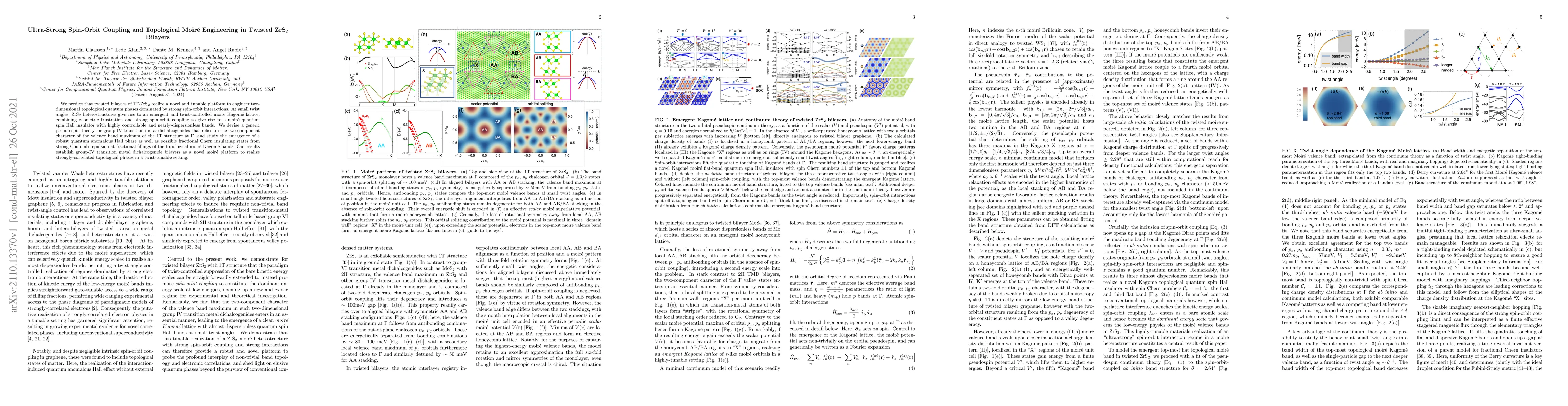 Thumbnail for Ultra-Strong Spin-Orbit Coupling and Topological Moir\'e Engineering in
  Twisted ZrS2 Bilayers