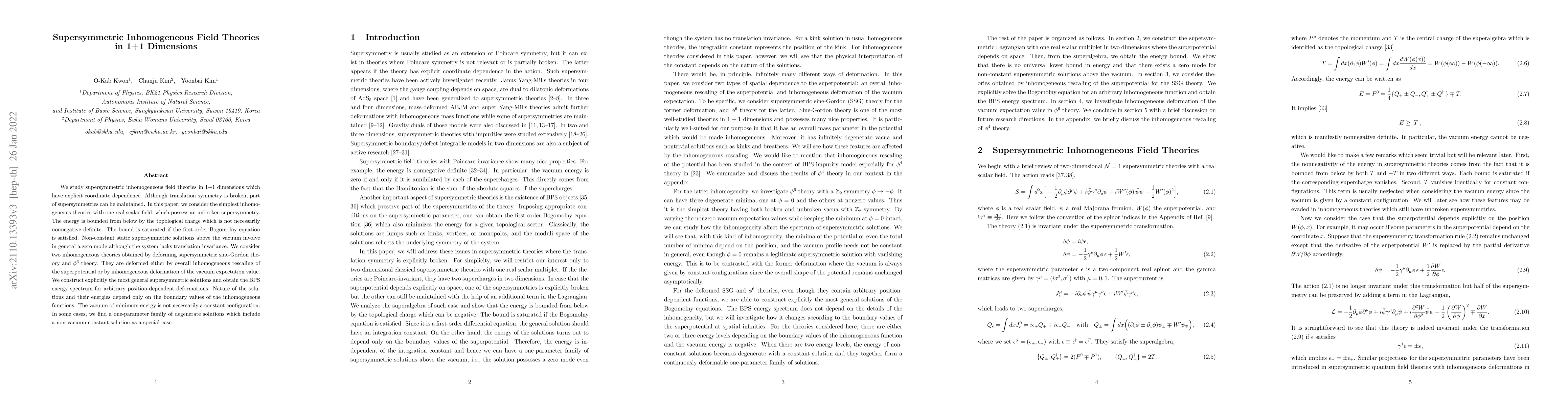 Thumbnail for Supersymmetric Inhomogeneous Field Theories in 1+1 Dimensions