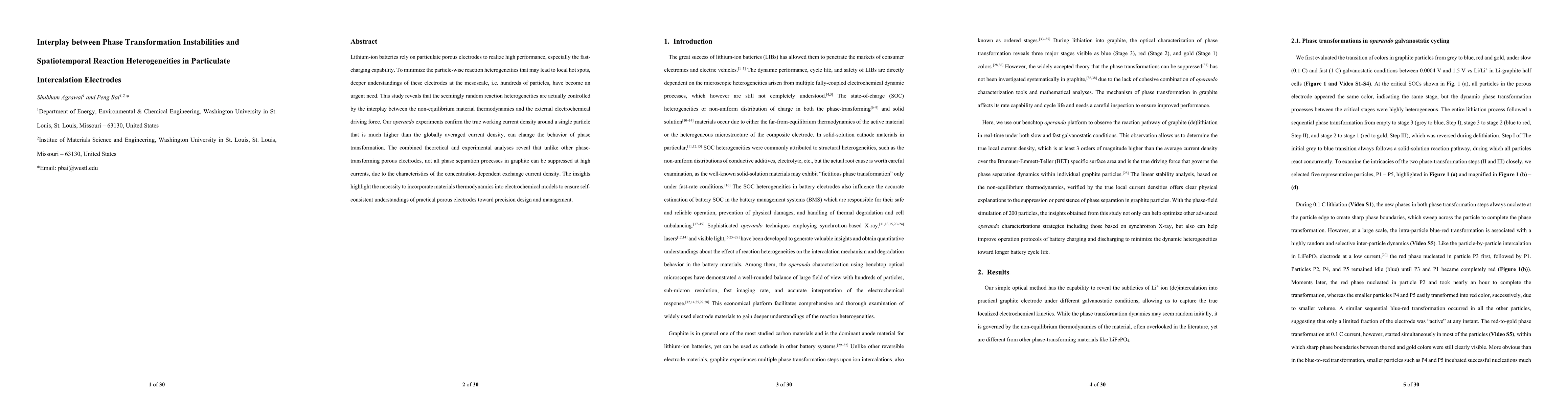 Thumbnail for Interplay between Phase Transformation Instabilities and Spatiotemporal
  Reaction Heterogeneities in Particulate Intercalation Electrodes
