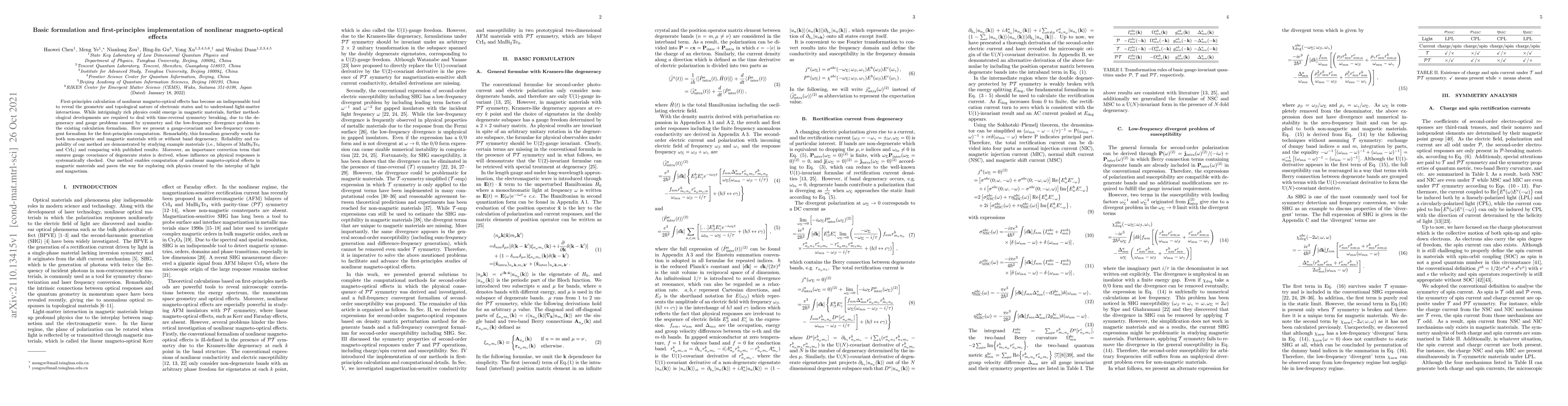 Thumbnail for Basic formulation and first-principles implementation of nonlinear
  magneto-optical effects