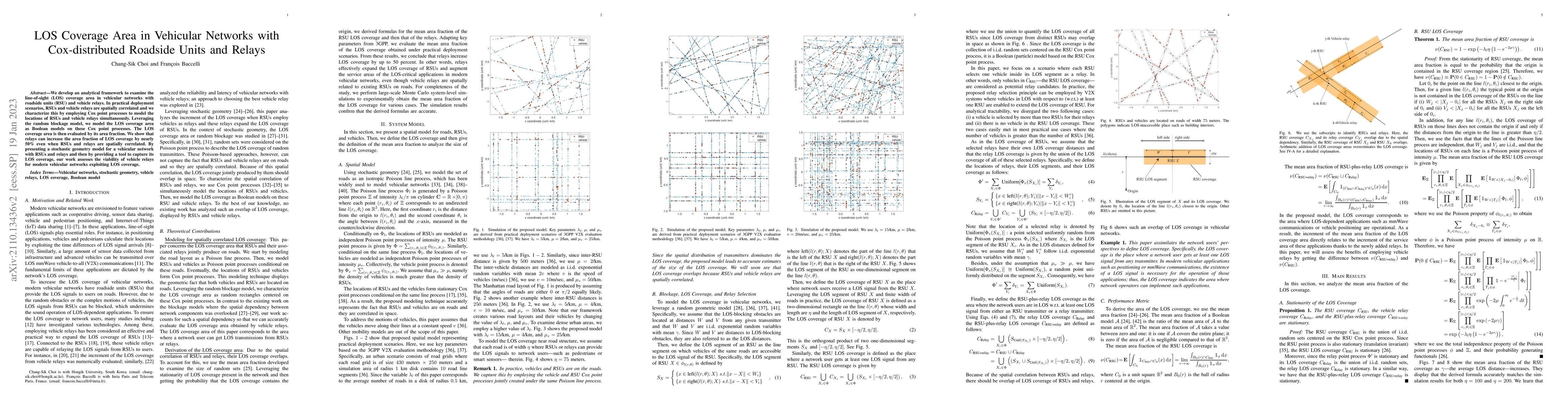 Thumbnail for LOS Coverage Area in Vehicular Networks with Cox distributed Roadside
  Units and Relays