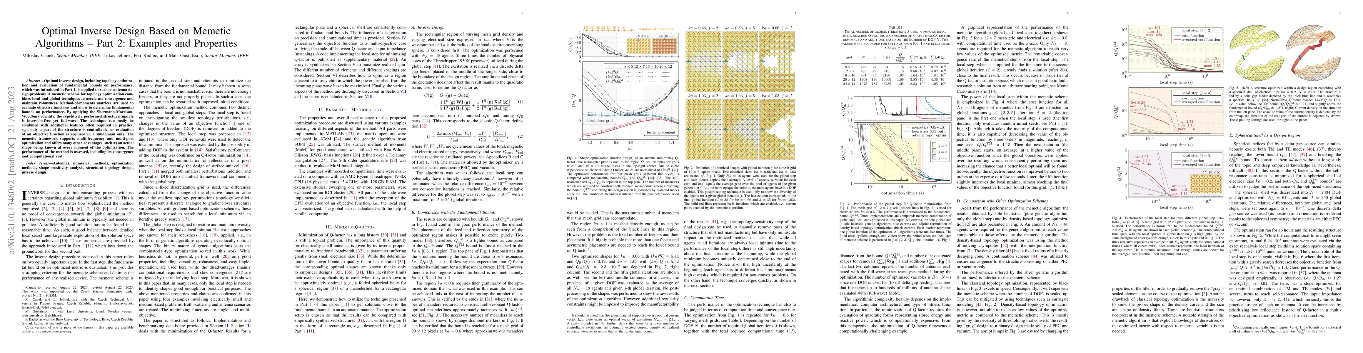 Thumbnail for Optimal Inverse Design Based on Memetic Algorithms -- Part 2: Examples
  and Properties