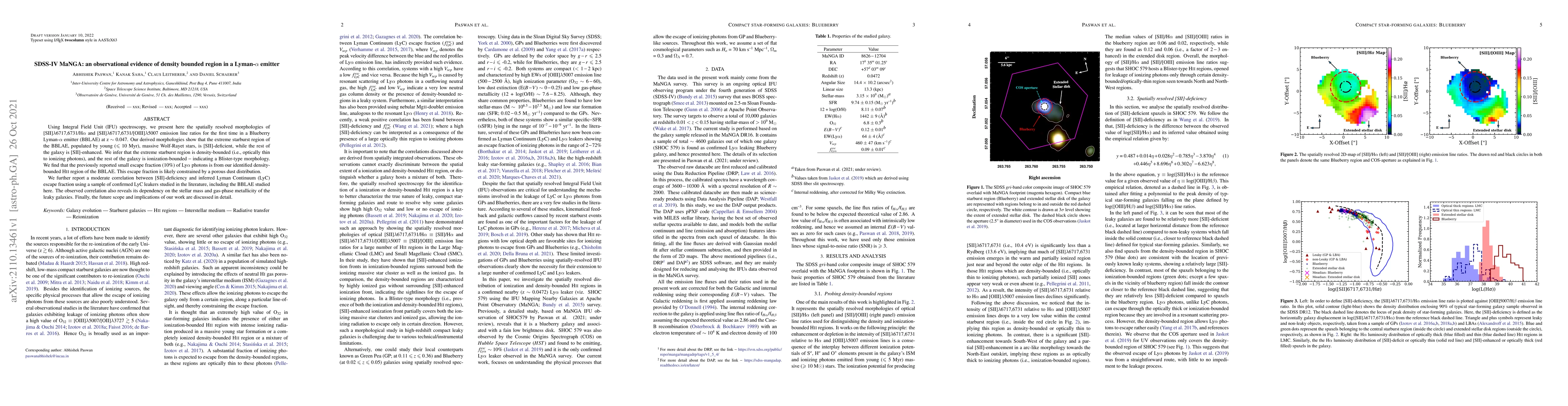 Thumbnail for SDSS-IV MaNGA: an observational evidence of density bounded region in a
  Lyman-$\alpha$ emitter