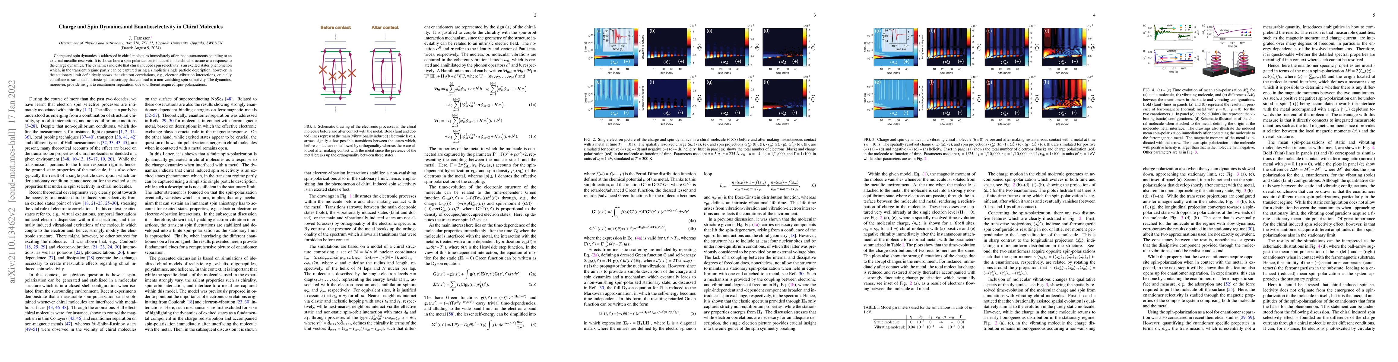 Thumbnail for Charge and Spin Dynamics and Enantioselectivity in Chiral Molecules