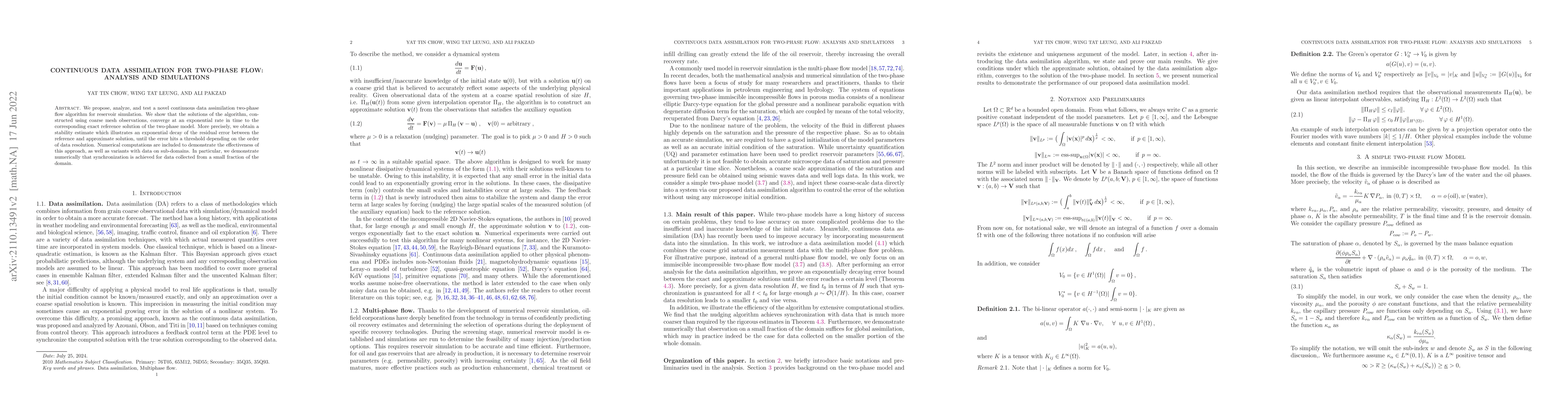 Thumbnail for Continuous data assimilation for two-phase flow: analysis and
  simulations
