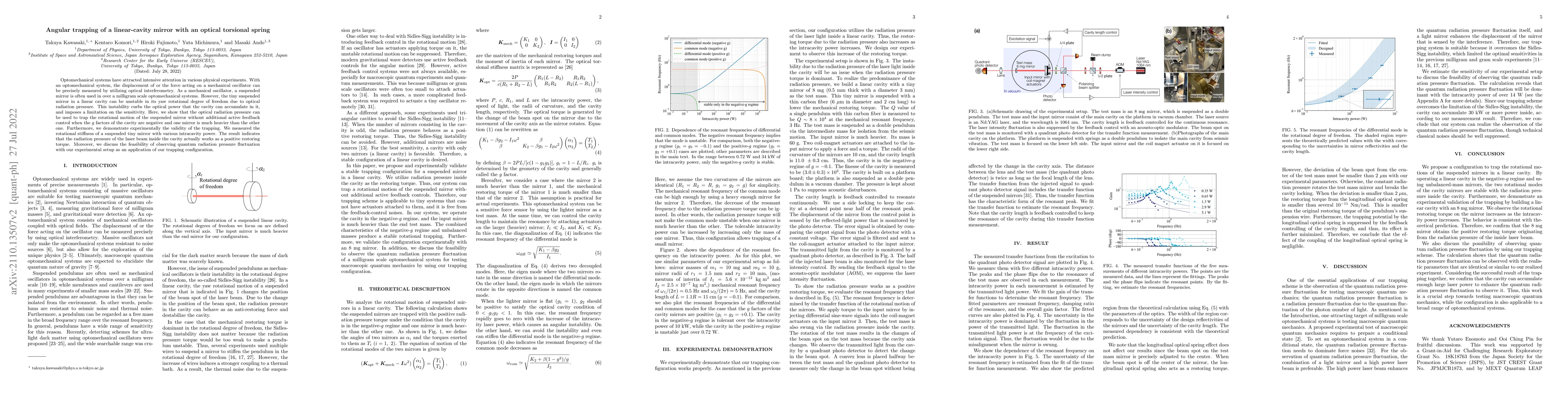 Thumbnail for Angular trapping of a linear-cavity mirror with an optical torsional
  spring