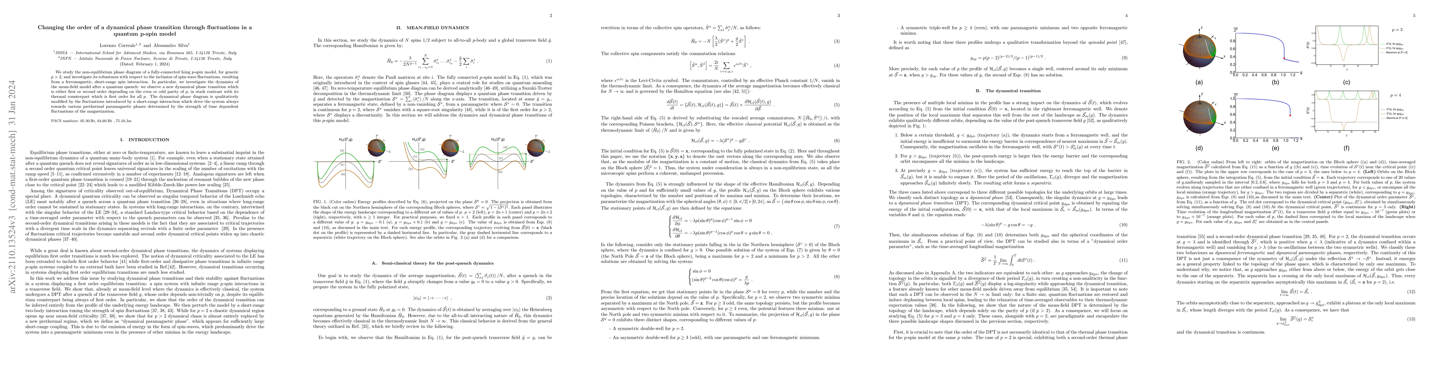 Thumbnail for Changing the order of a dynamical phase transition through fluctuations
  in a quantum p-spin model