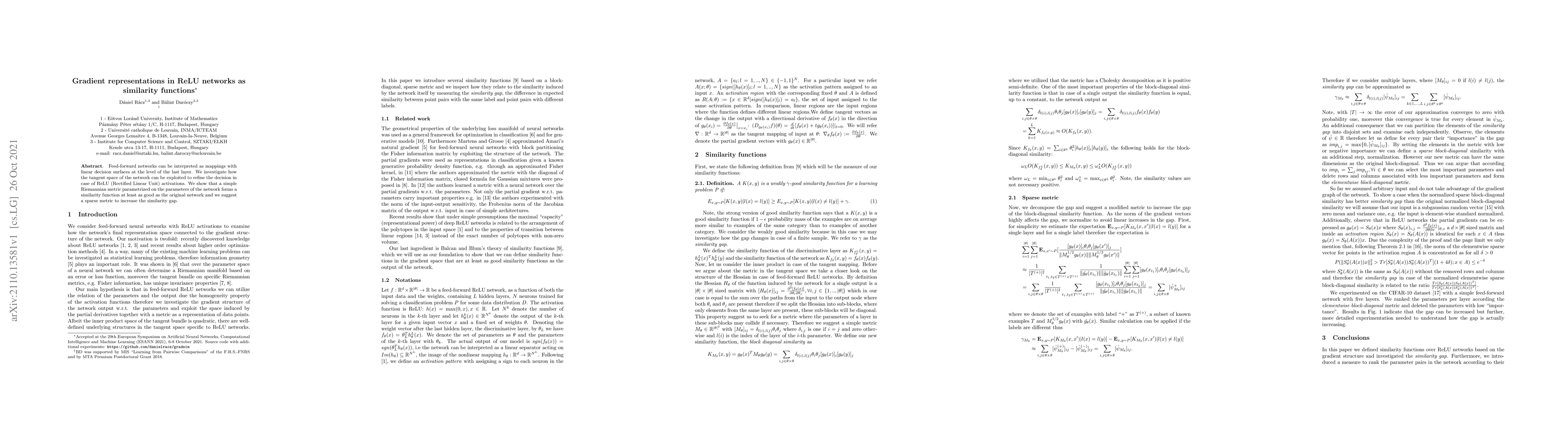 Thumbnail for Gradient representations in ReLU networks as similarity functions