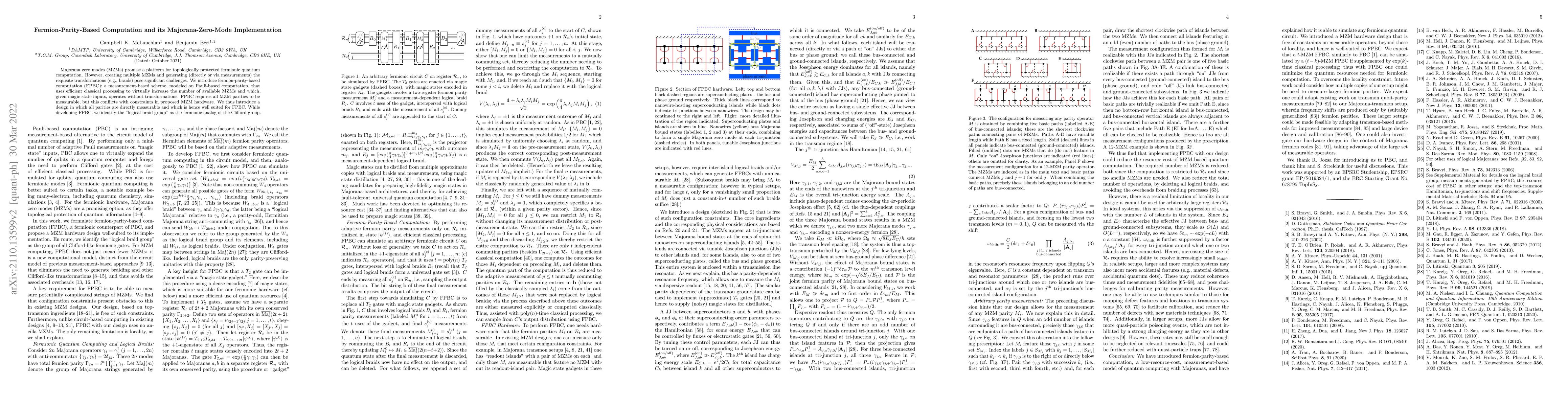 Thumbnail for Fermion-Parity-Based Computation and its Majorana-Zero-Mode
  Implementation