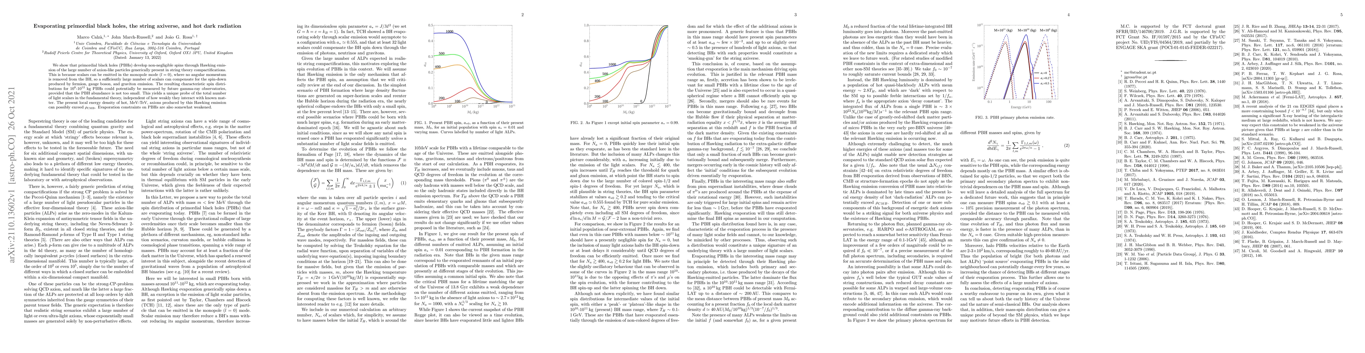 Thumbnail for Evaporating primordial black holes, the string axiverse, and hot dark
  radiation