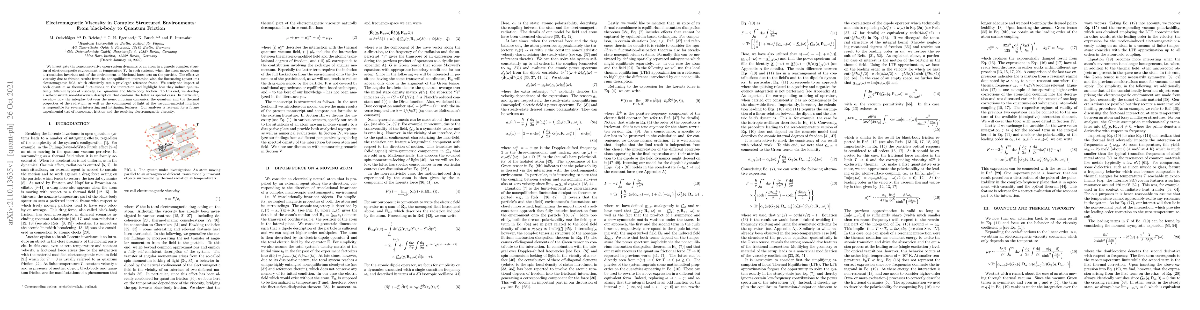 Thumbnail for Electromagnetic Viscosity in Complex Structured Environments: From
  black-body to Quantum Friction