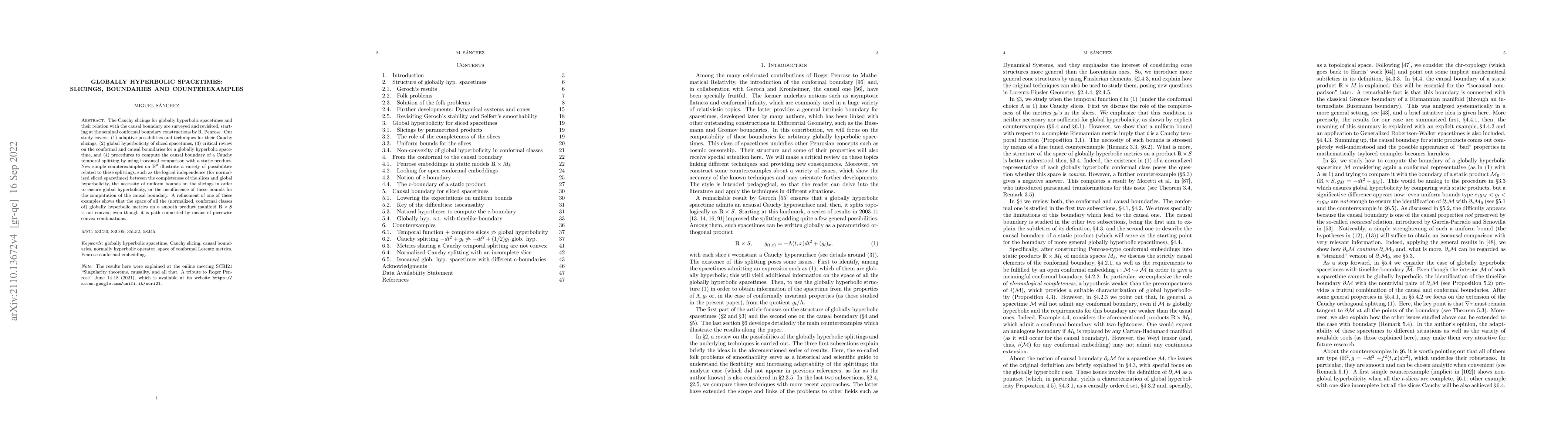 Thumbnail for Globally hyperbolic spacetimes: slicings, boundaries and counterexamples