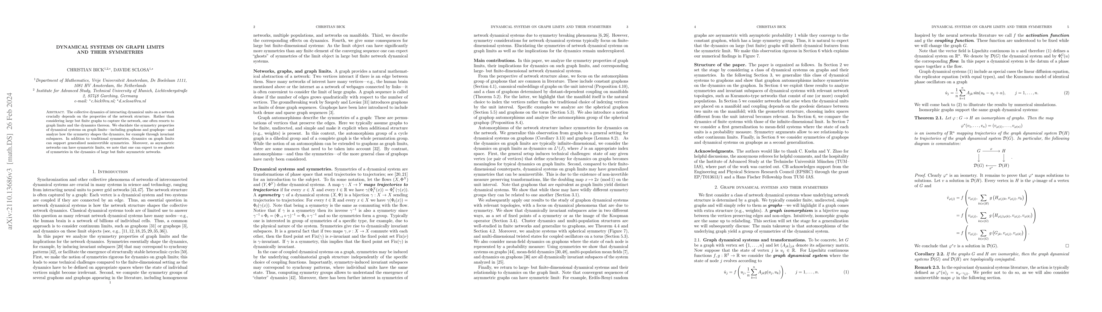 Thumbnail for Dynamical Systems on Graph Limits and Their Symmetries