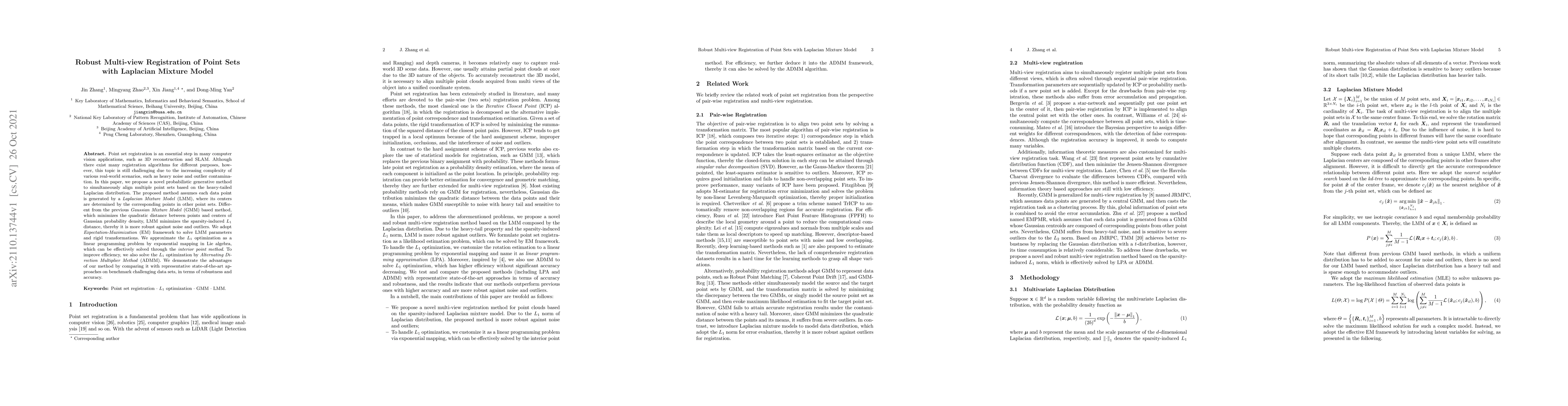Thumbnail for Robust Multi-view Registration of Point Sets with Laplacian Mixture
  Model