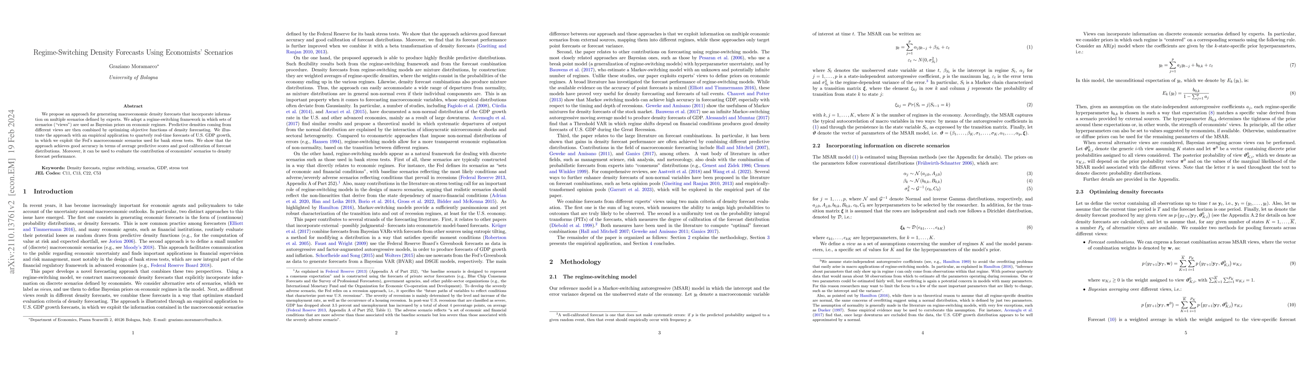 Thumbnail for Regime-Switching Density Forecasts Using Economists' Scenarios