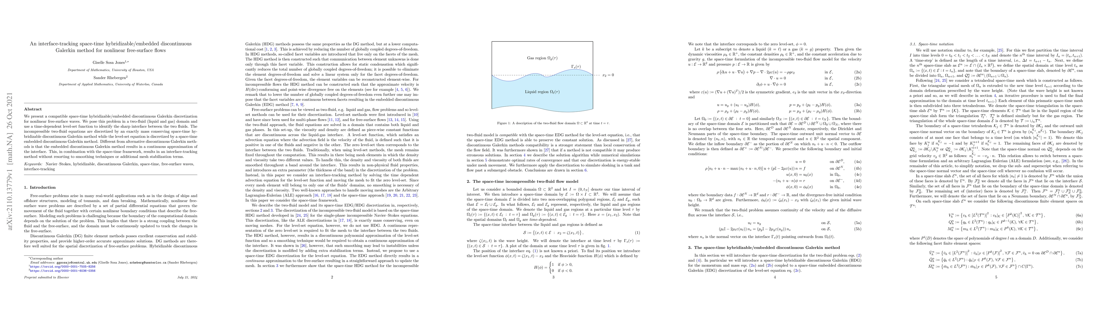 Thumbnail for An interface-tracking space-time hybridizable/embedded discontinuous
  Galerkin method for nonlinear free-surface flows