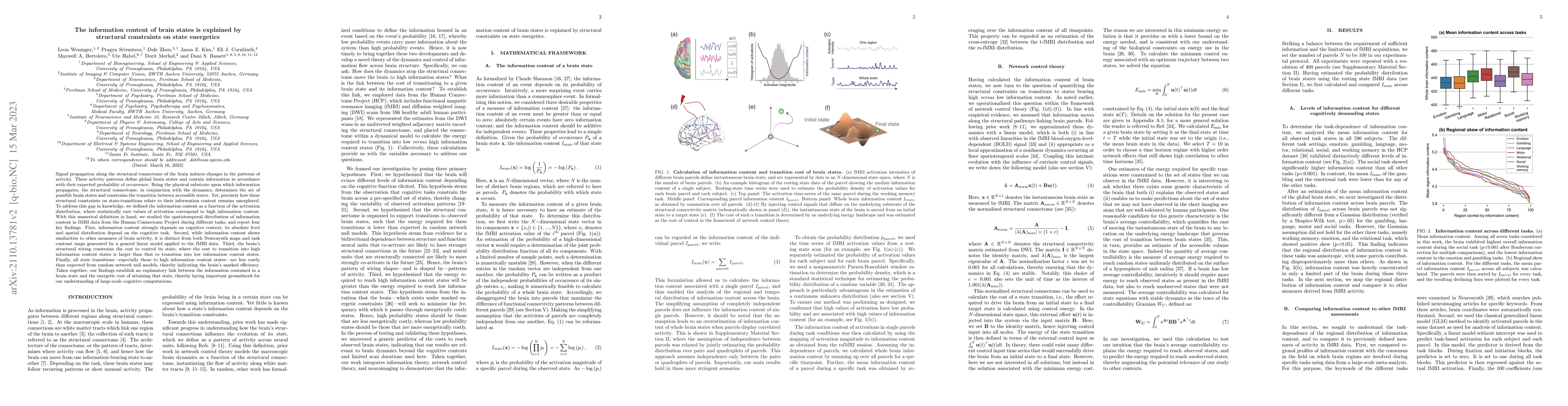 Thumbnail for The information content of brain states is explained by structural
  constraints on state energetics