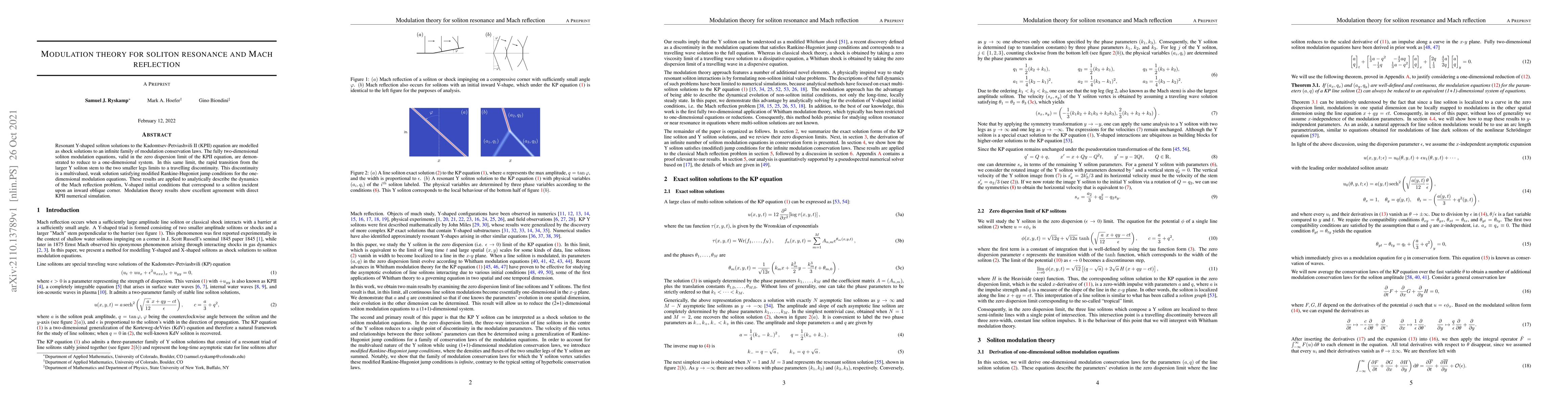 Thumbnail for Modulation theory for soliton resonance and Mach reflection