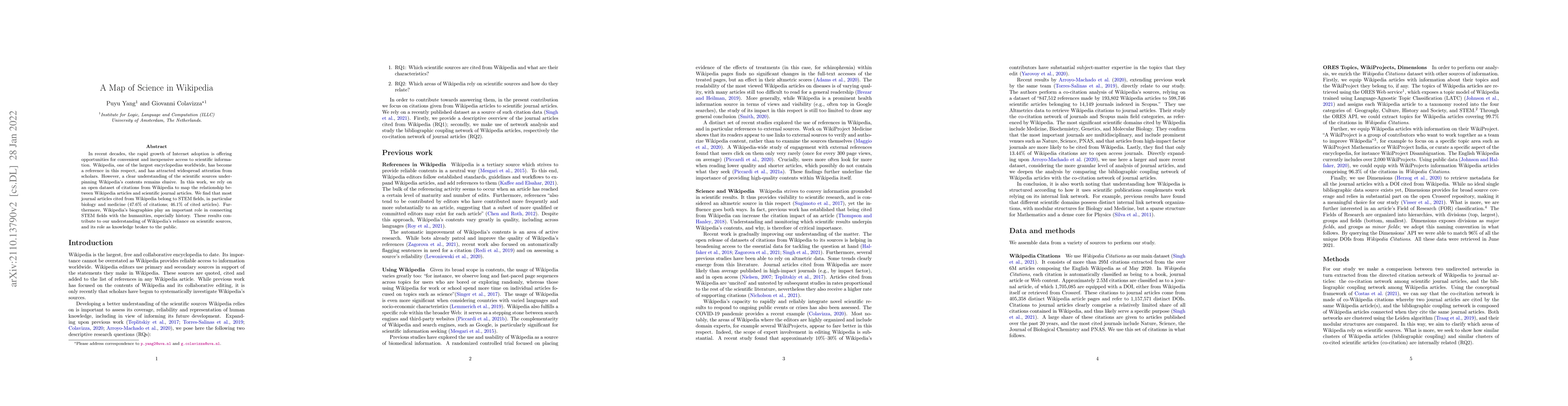 Thumbnail for A Map of Science in Wikipedia