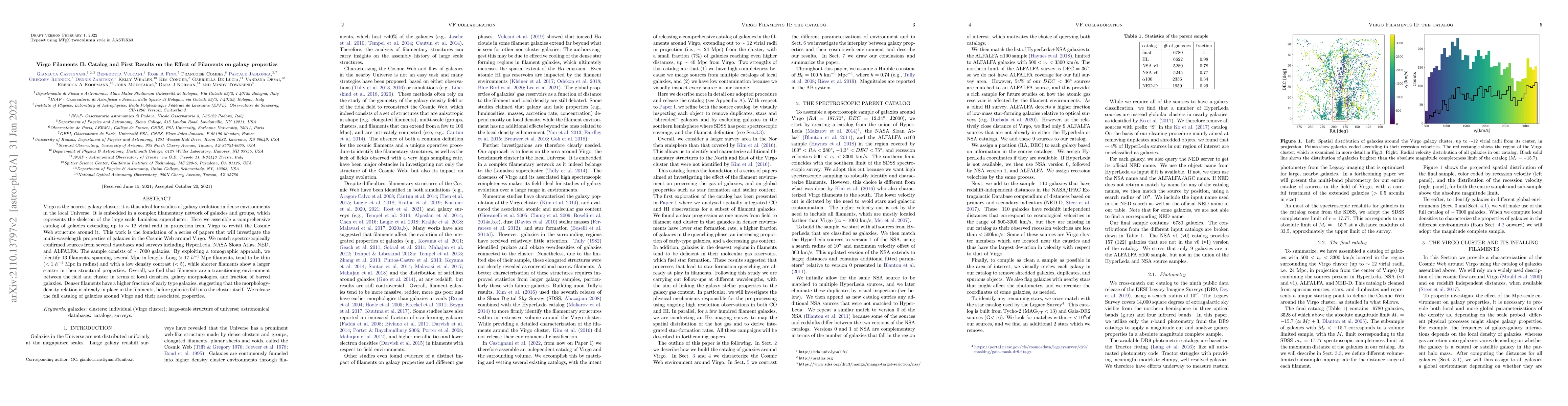 Thumbnail for Virgo Filaments II: Catalog and First Results on the Effect of Filaments
  on galaxy properties