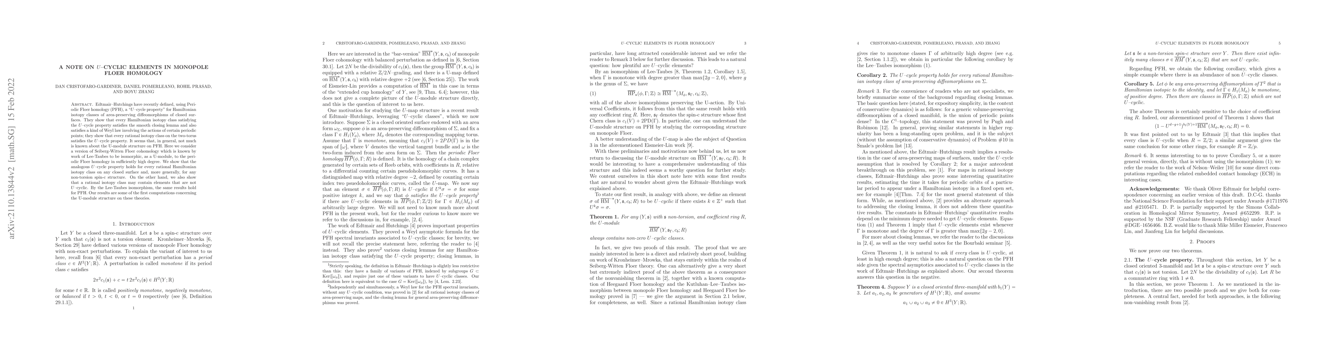 Thumbnail for A note on the existence of U-cyclic elements in periodic Floer homology