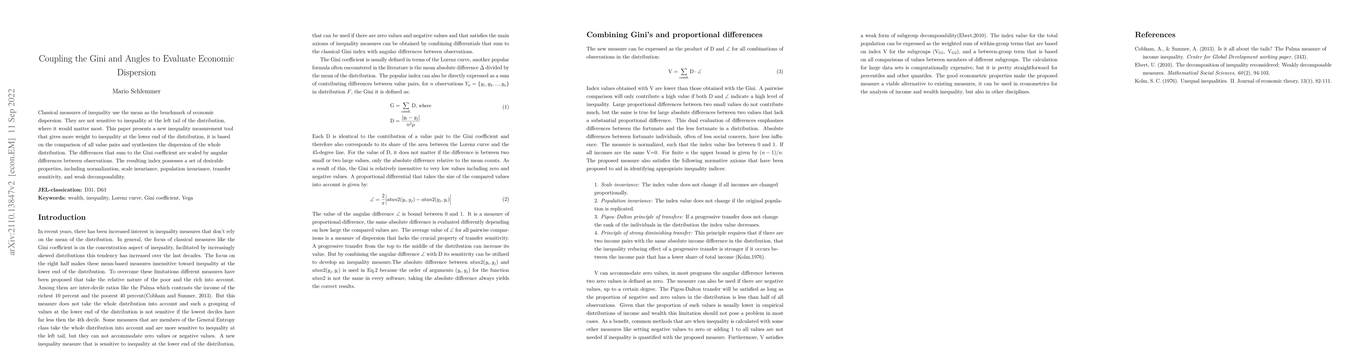 Thumbnail for Coupling the Gini and Angles to Evaluate Economic Dispersion