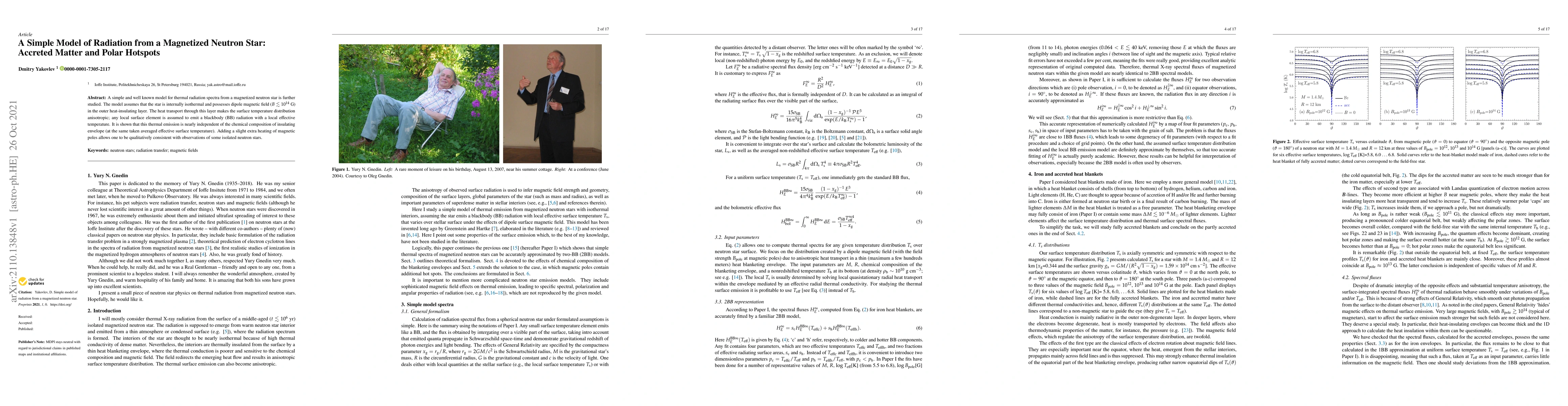 Thumbnail for A Simple Model of Radiation from a Magnetized Neutron Star: Accreted
  Matter and Polar Hotspots