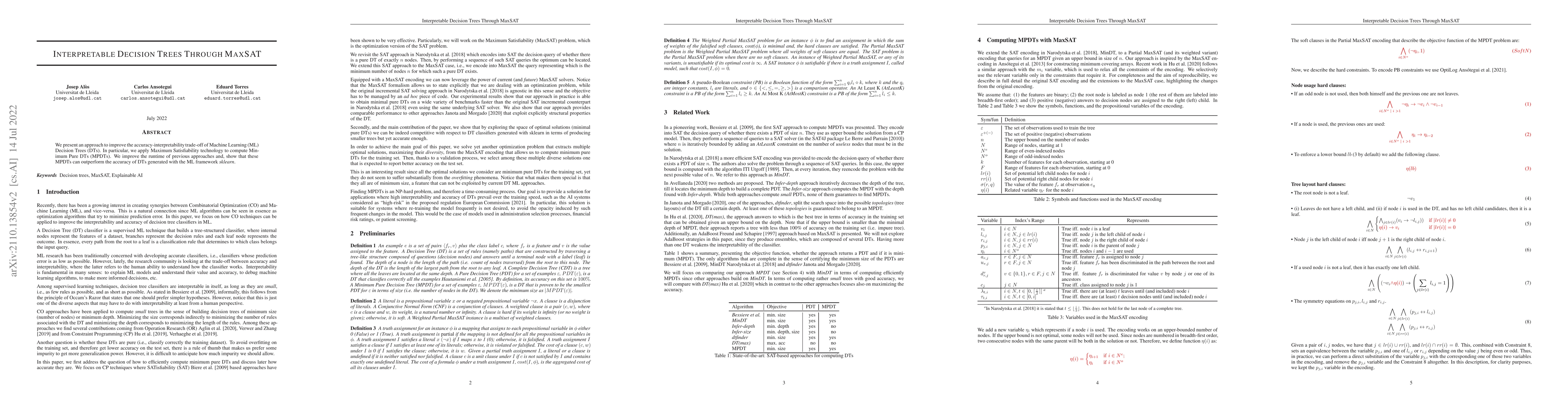 Thumbnail for Interpretable Decision Trees Through MaxSAT