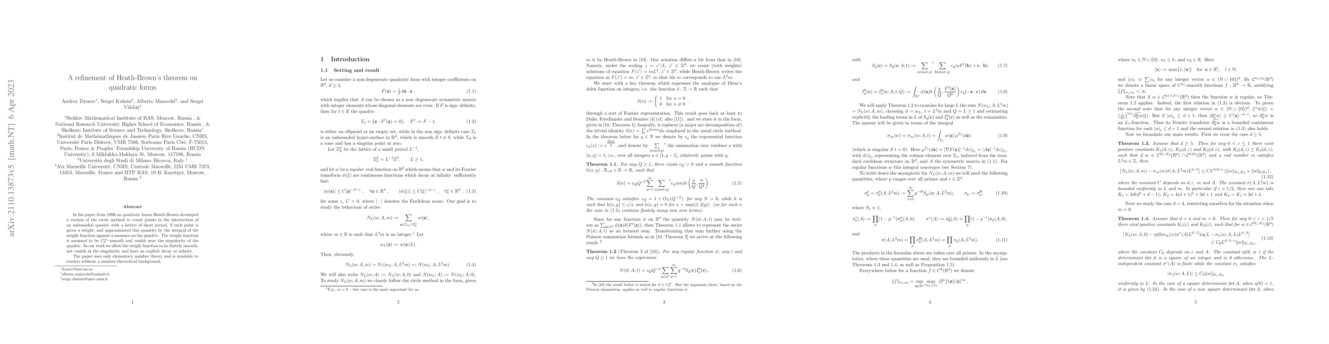 Thumbnail for A refinement of Heath-Brown's theorem on quadratic forms