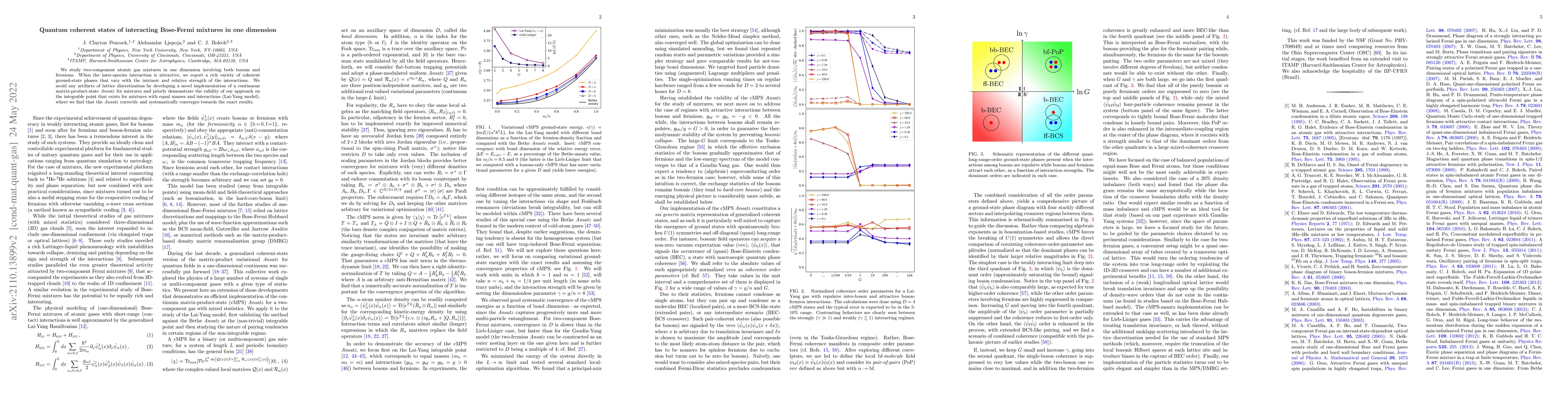 Thumbnail for Quantum Coherent States of Interacting Bose-Fermi Mixtures in One
  Dimension
