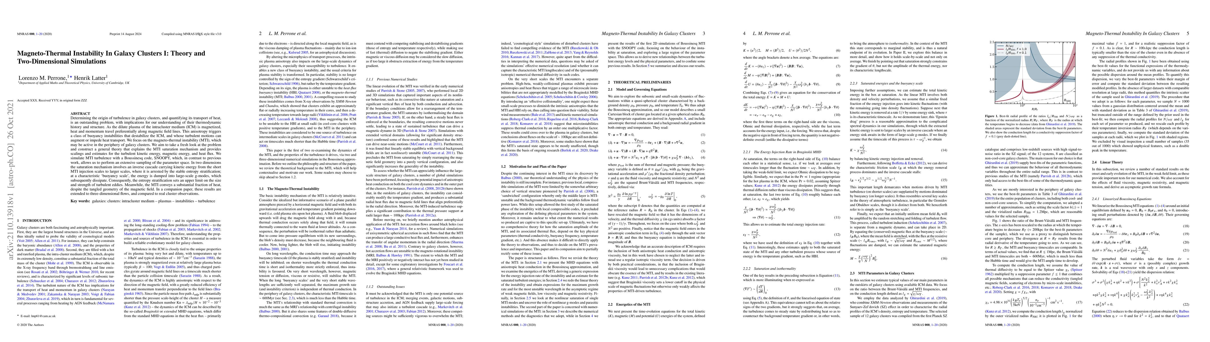 Thumbnail for Magneto-Thermal Instability In Galaxy Clusters I: Theory and
  Two-Dimensional Simulations