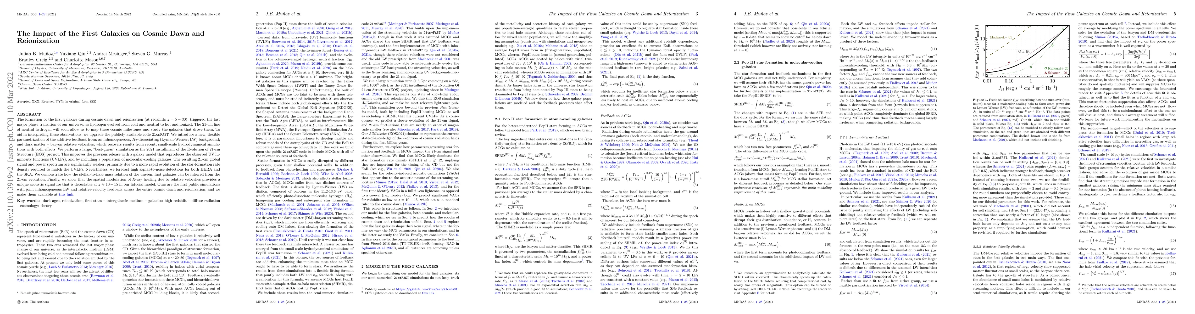 Thumbnail for The Impact of the First Galaxies on Cosmic Dawn and Reionization