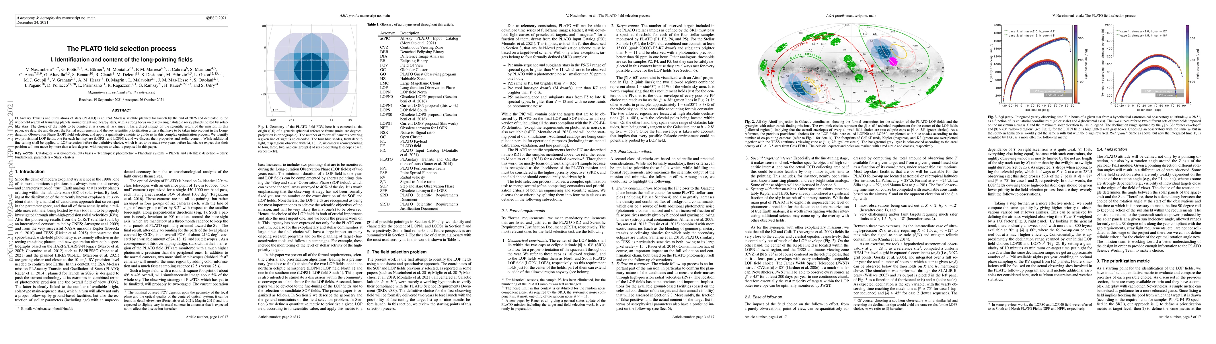 Thumbnail for The PLATO field selection process I. Identification and content of the
  long-pointing fields