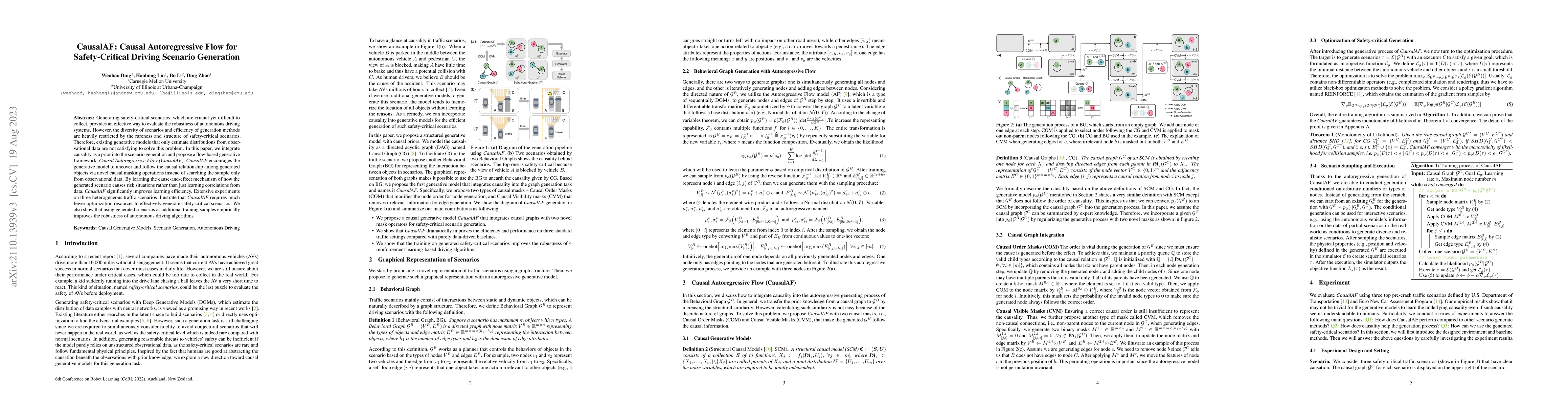 Thumbnail for CausalAF: Causal Autoregressive Flow for Safety-Critical Driving
  Scenario Generation
