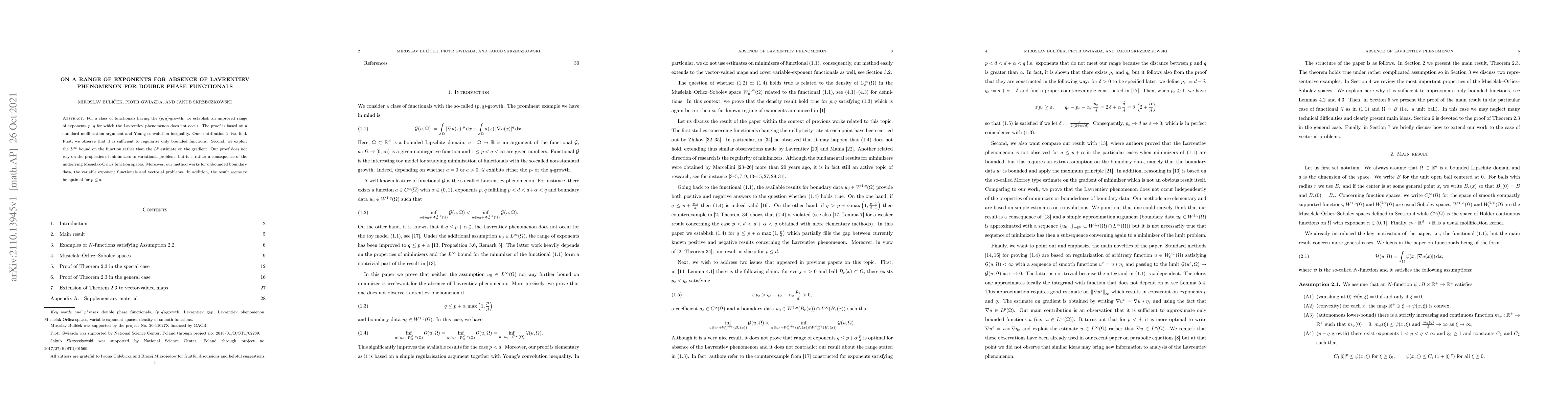Thumbnail for On a range of exponents for absence of Lavrentiev phenomenon for double
  phase functionals