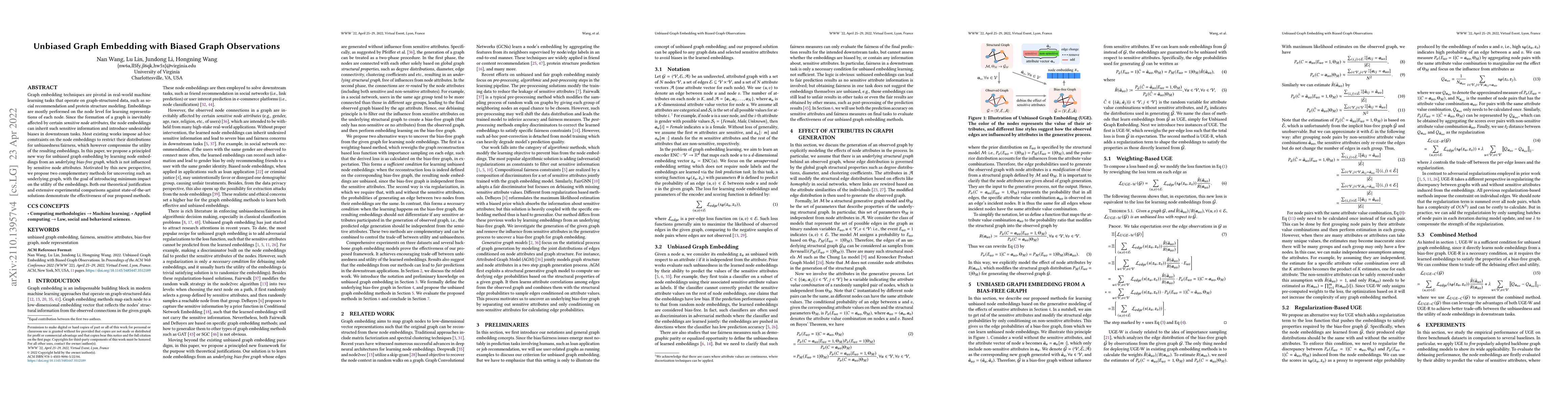 Thumbnail for Unbiased Graph Embedding with Biased Graph Observations