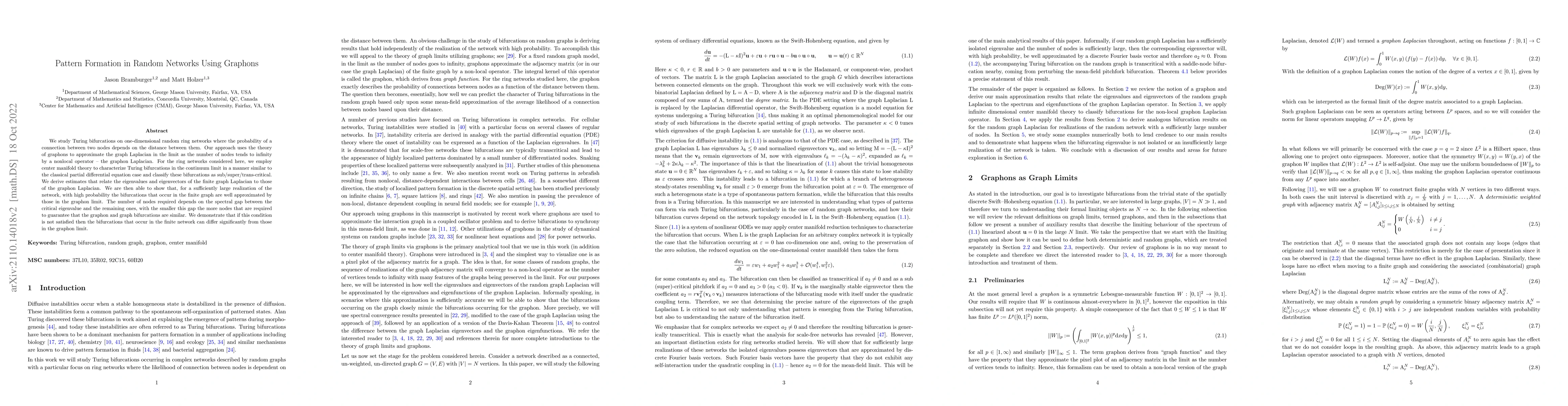 Thumbnail for Pattern Formation in Random Networks Using Graphons
