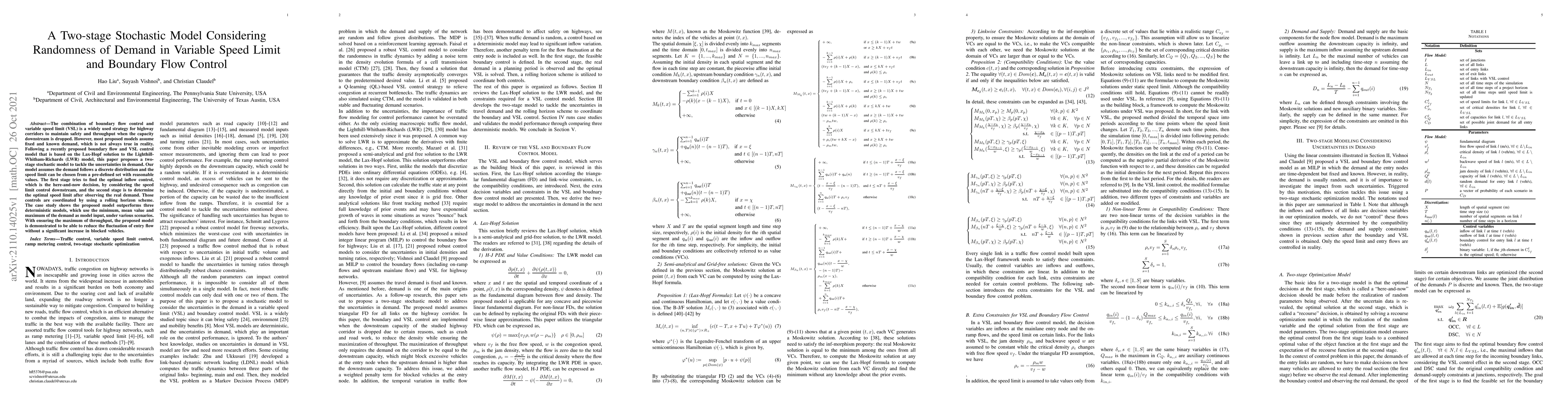 Thumbnail for A Two-stage Stochastic Model Considering Randomness of Demand in
  Variable Speed Limit and Boundary Flow Control