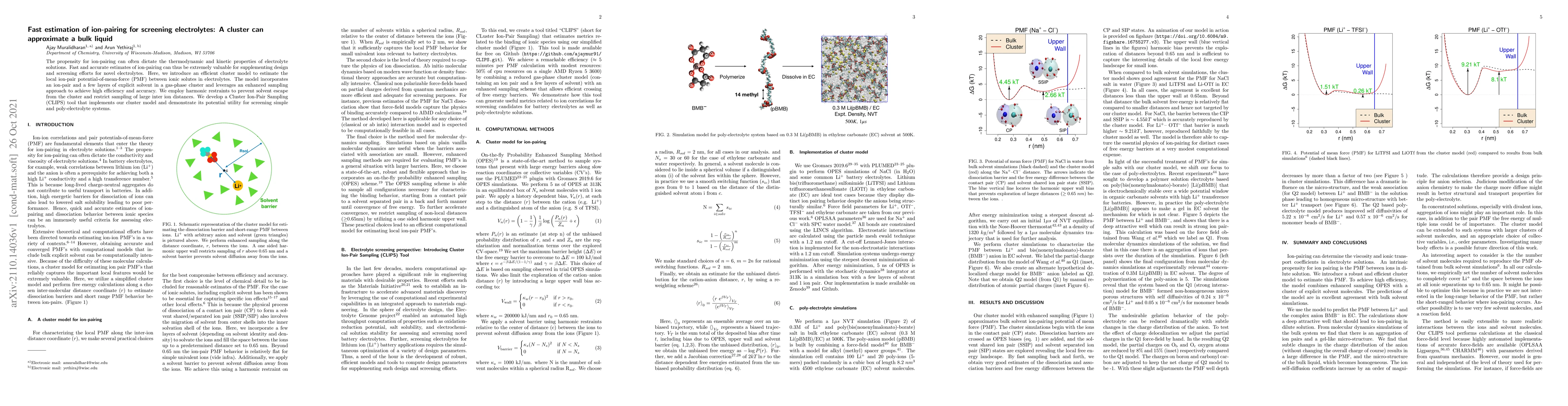 Thumbnail for Fast estimation of ion-pairing for screening electrolytes: A cluster can
  approximate a bulk liquid