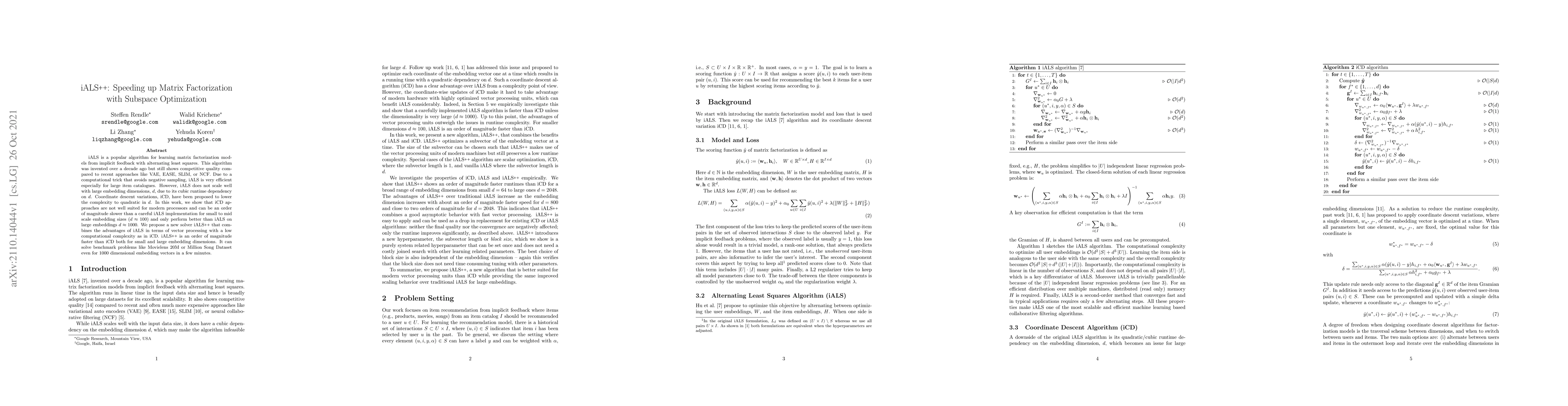 Thumbnail for iALS++: Speeding up Matrix Factorization with Subspace Optimization